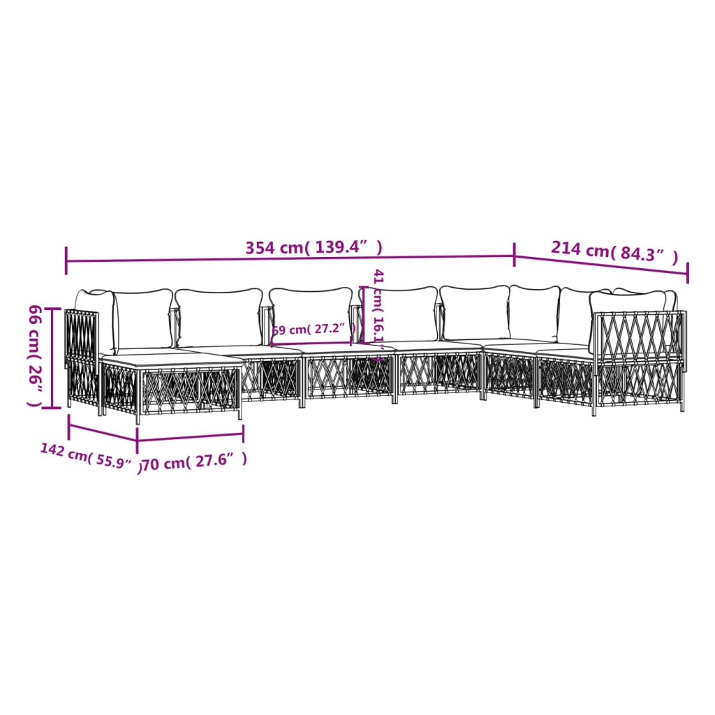 Set Salotto da Giardino 8 pz con Cuscini Antracite in Acciaio | homemem39