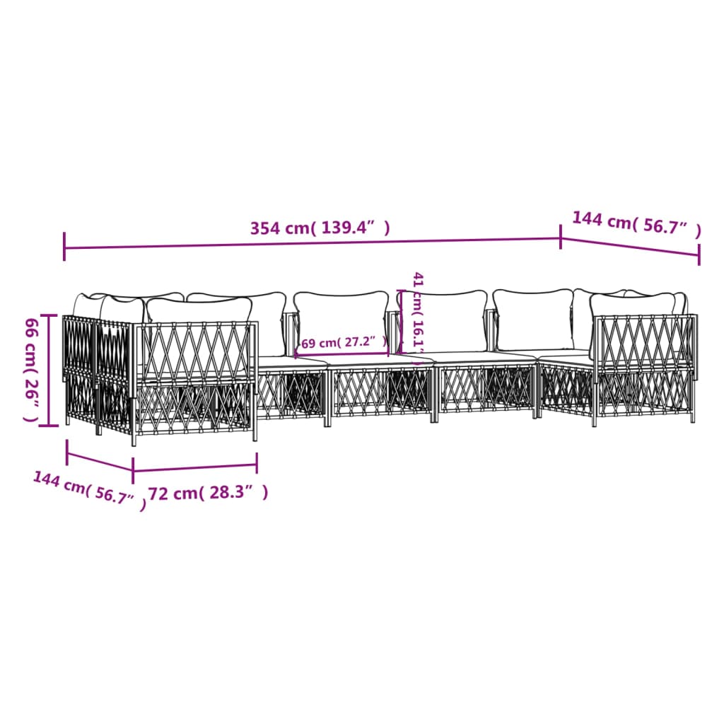 Set Divani da Giardino 7 pz con Cuscini Antracite in Acciaio | homemem39