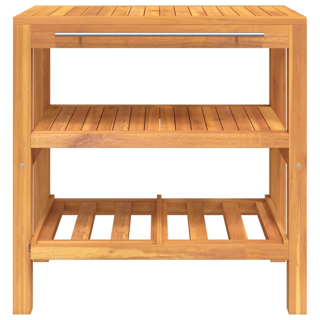 Mobile Vanità da Bagno con 2 Mensole 74x45x75 cm Legno Massello - homemem39