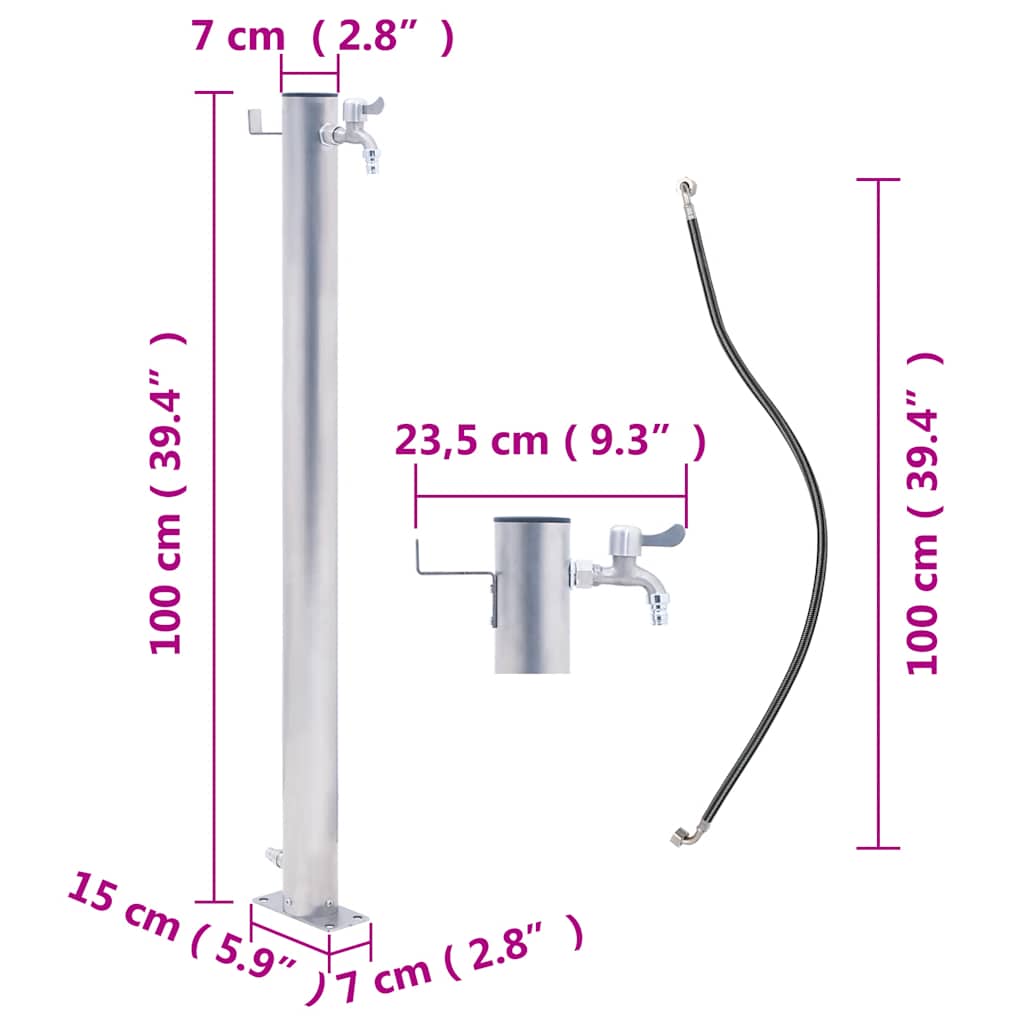 Colonna d'Acqua da Giardino 100 cm Acciaio Inox Rotonda
