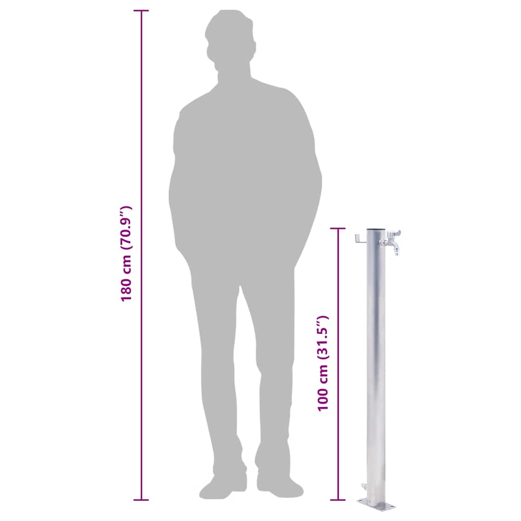 Colonna d'Acqua da Giardino 100 cm Acciaio Inox Rotonda