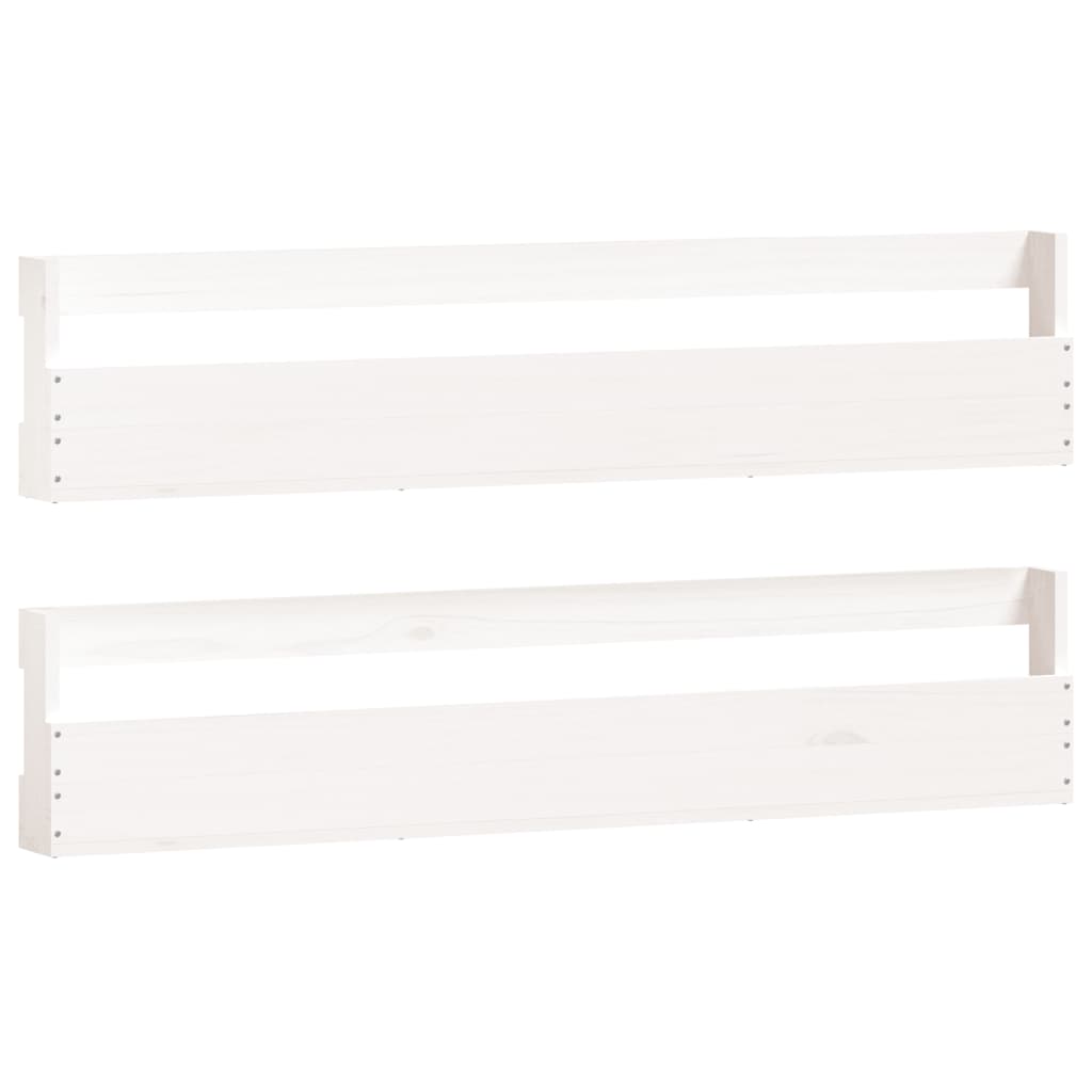 Scarpiere a Parete 2pz Bianco 110x9x23cm Legno Massello di Pino - homemem39