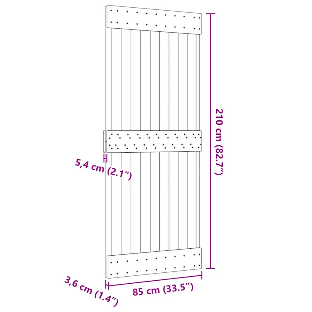 Porta NARVIK 85x210 cm in Legno Massello di Pino - homemem39