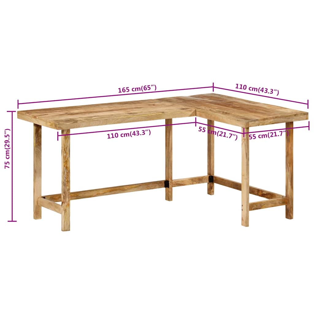 Scrivania 165x110x75 cm in Legno Massello di Mango