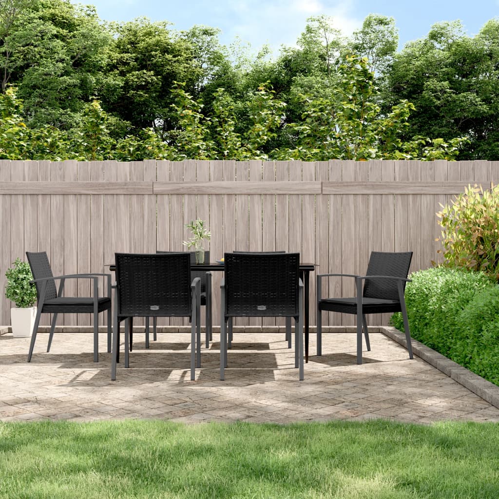 Set Pranzo da Giardino 7 pz con Cuscini in Polyrattan e Acciaio - homemem39
