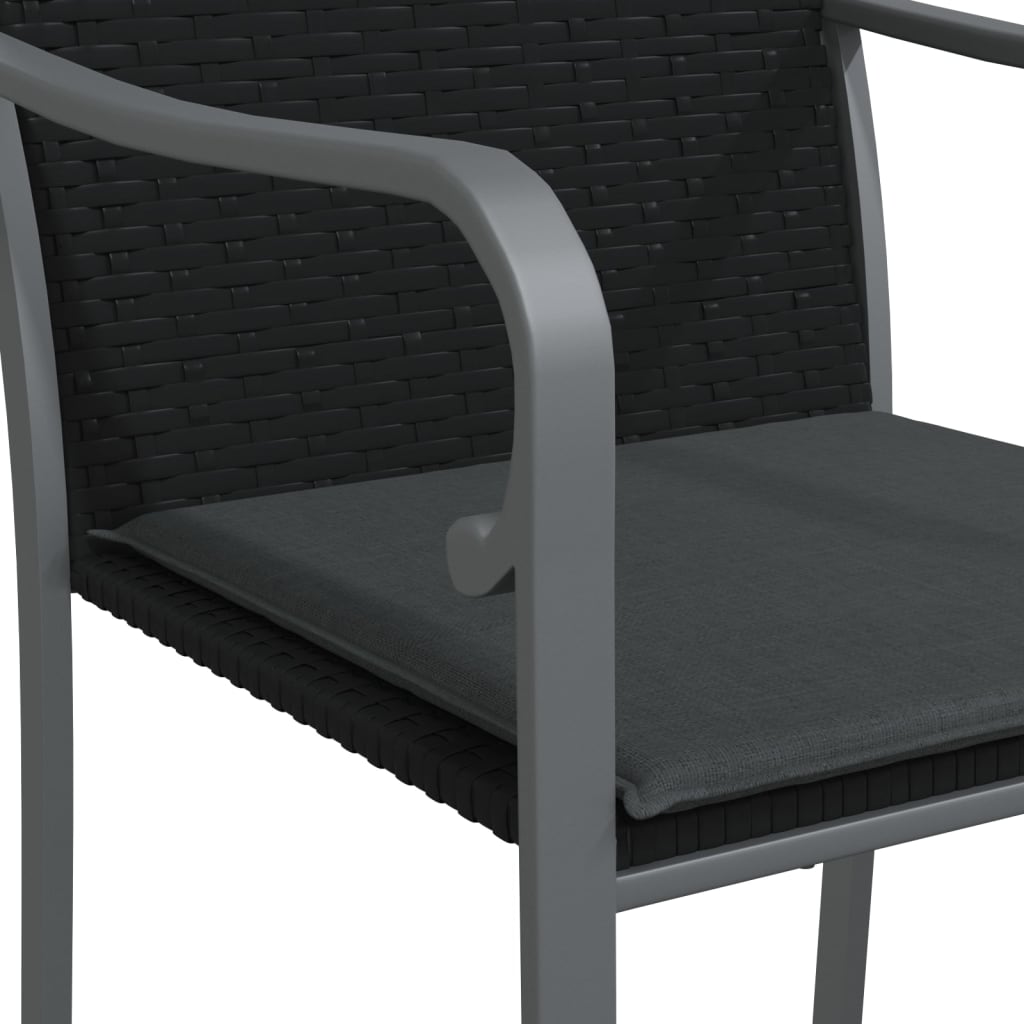 Sedie da Giardino con Cuscini 6pz Neri 56x59x84cm in Polyrattan - homemem39