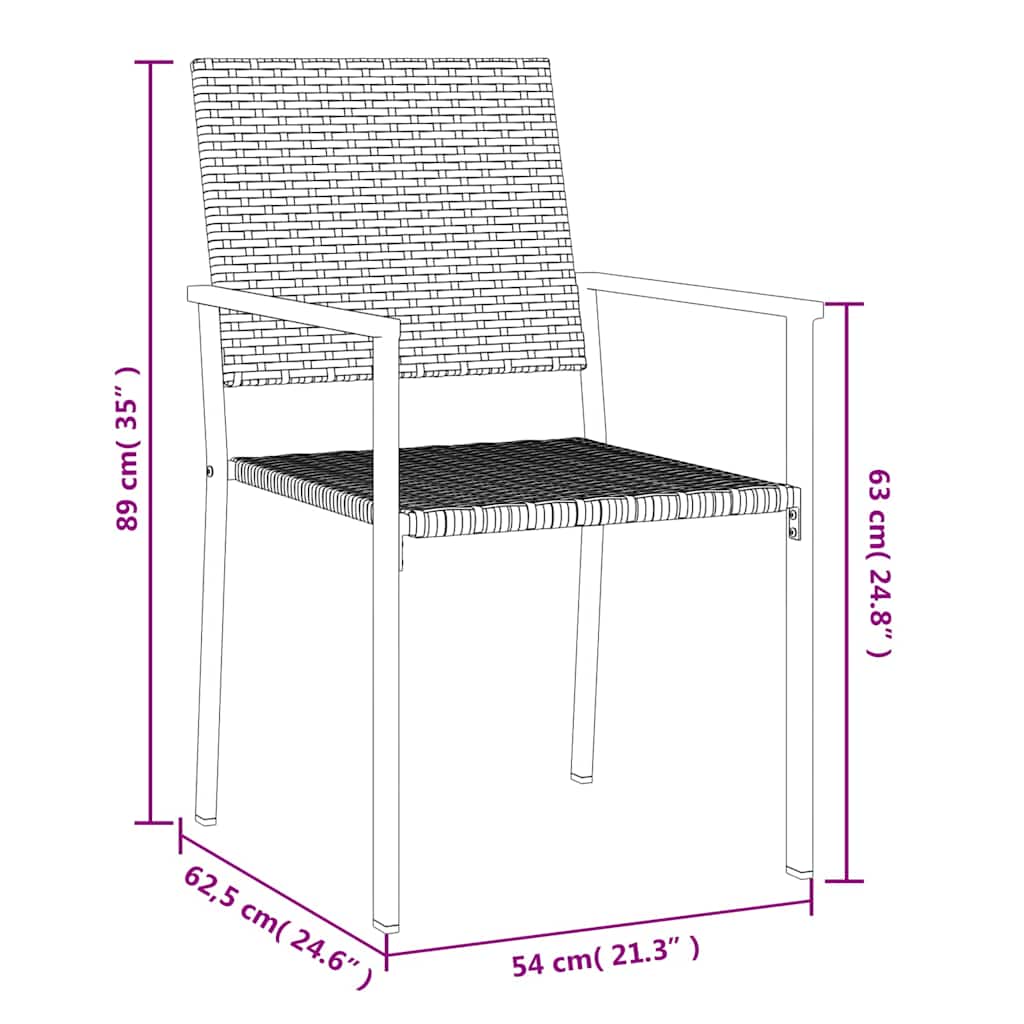 Sedie da Giardino 4 pz Nere 54x62,5x89 cm in Polyrattan | homemem39