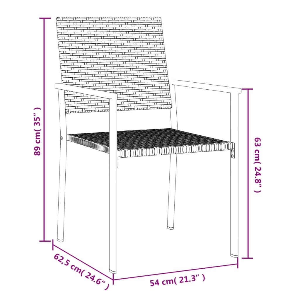 Sedie da Giardino 6 pz Nere 54x62,5x89 cm in Polyrattan - homemem39