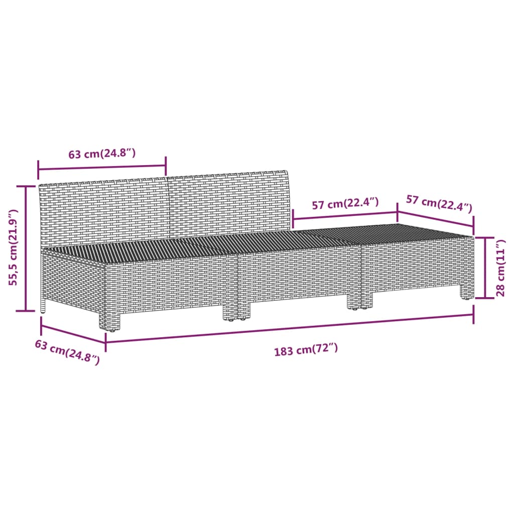 Set Divani da Giardino 7 pz con Cuscini in Polyrattan Grigio | homemem39