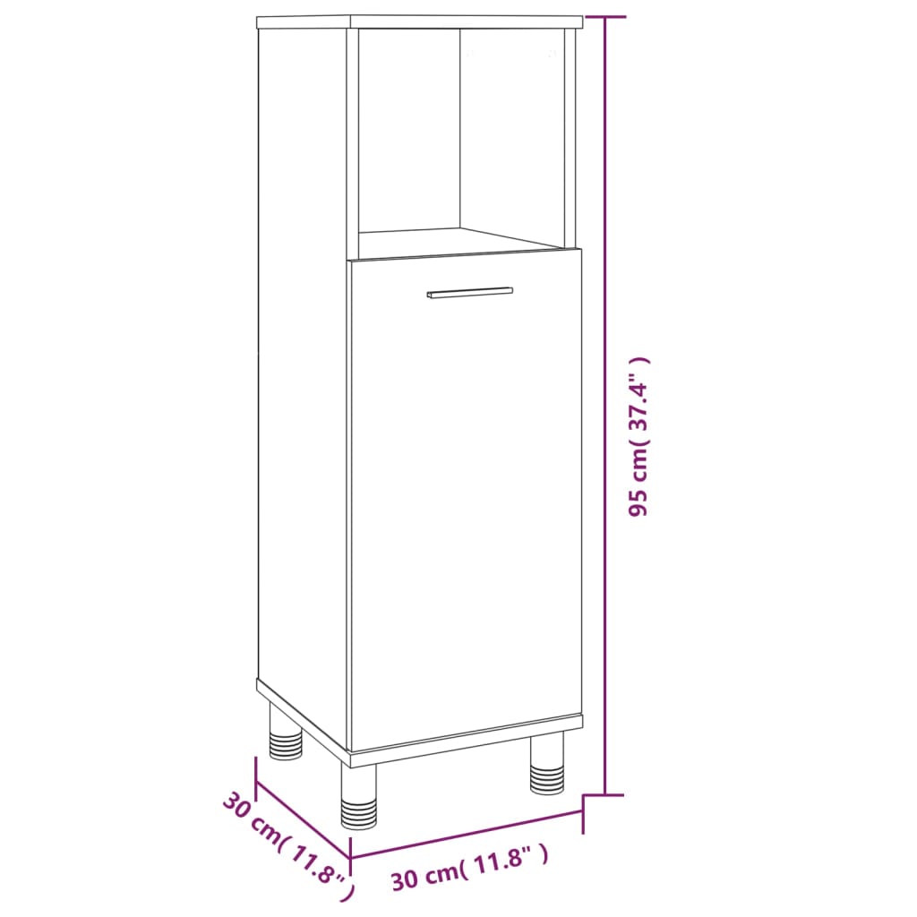 Set Mobili da Bagno 3 pz Rovere Fumo in Legno Multistrato | homemem39