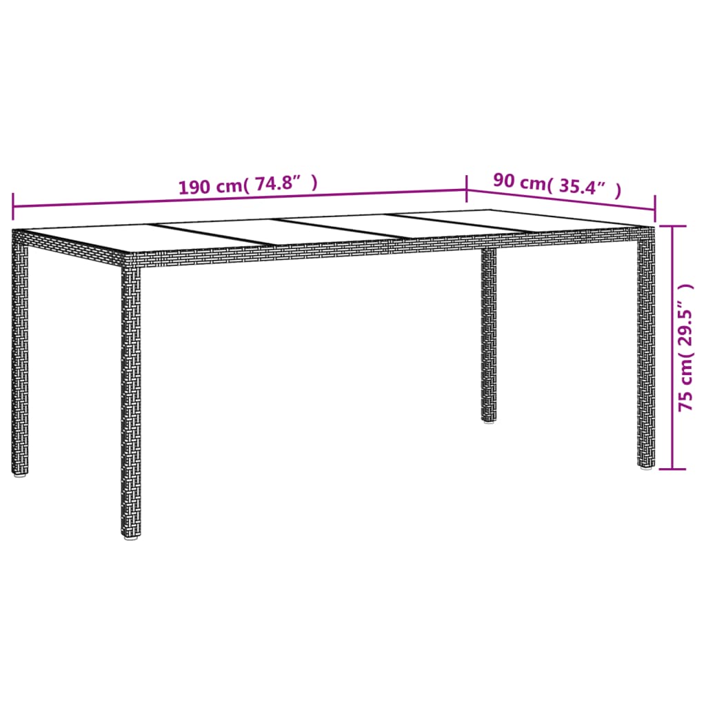Set da Pranzo da Giardino 9 pz con Cuscini Nero in Polyrattan | homemem39