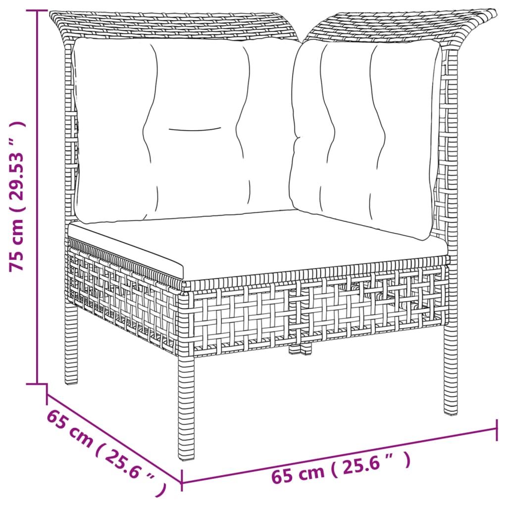 Set Divani da Giardino 6 pz con Cuscini in Polyrattan Grigio | homemem39