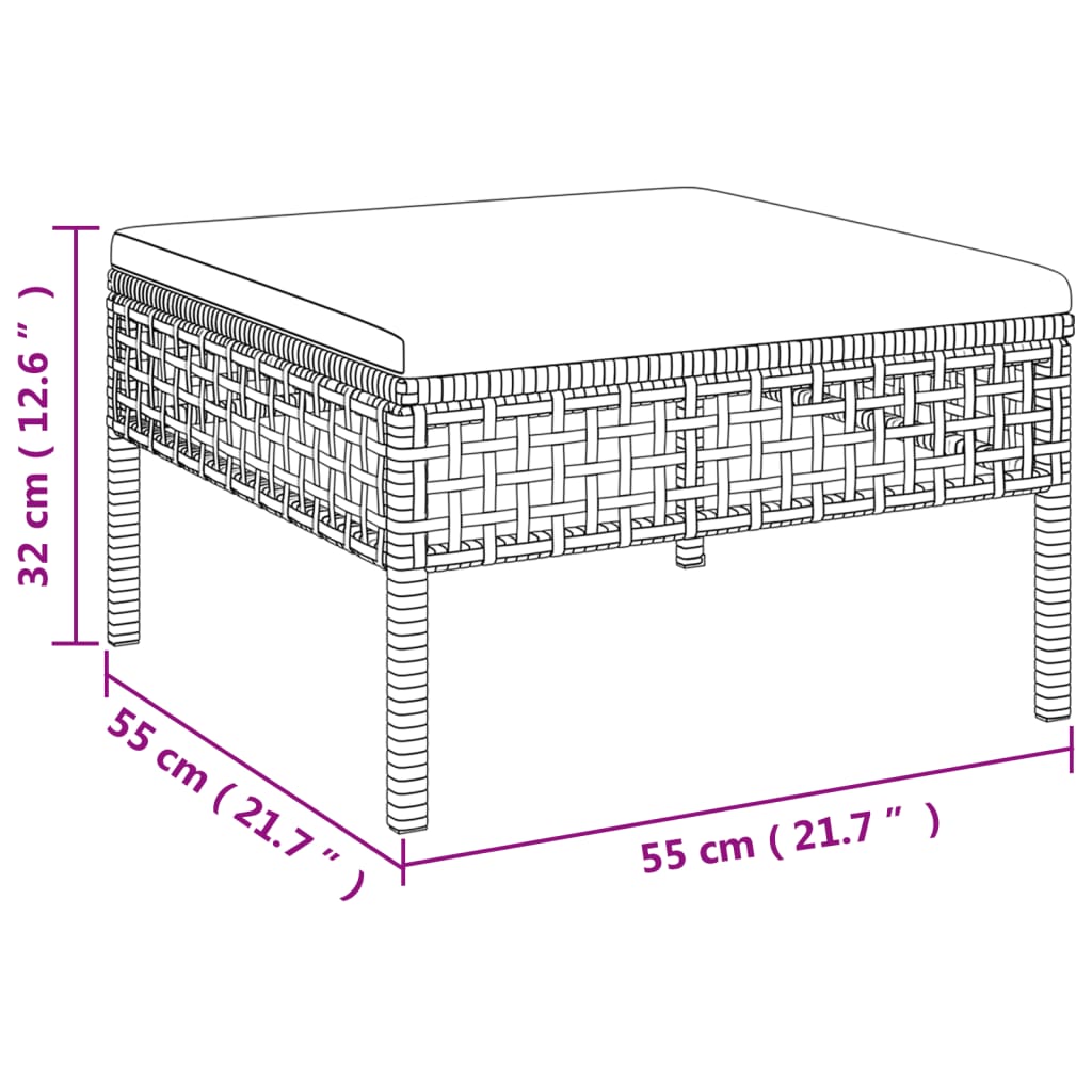 Set Divani da Giardino 8 pz con Cuscini in Polyrattan Grigio | homemem39