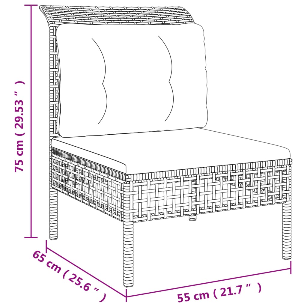 Set Divani da Giardino 6 pz con Cuscini in Polyrattan Grigio | homemem39