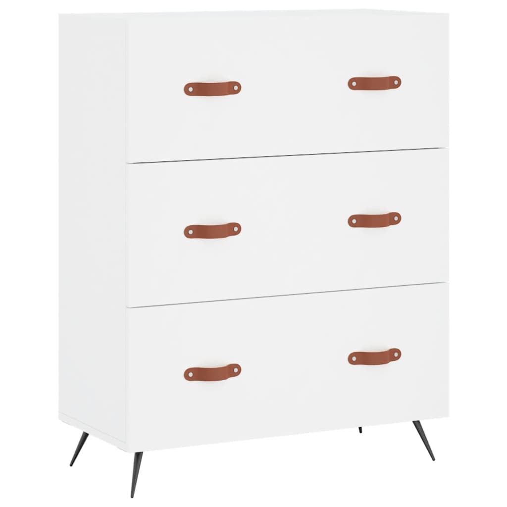 Cassettiera Bianca 69,5x34x90 cm in Legno Multistrato