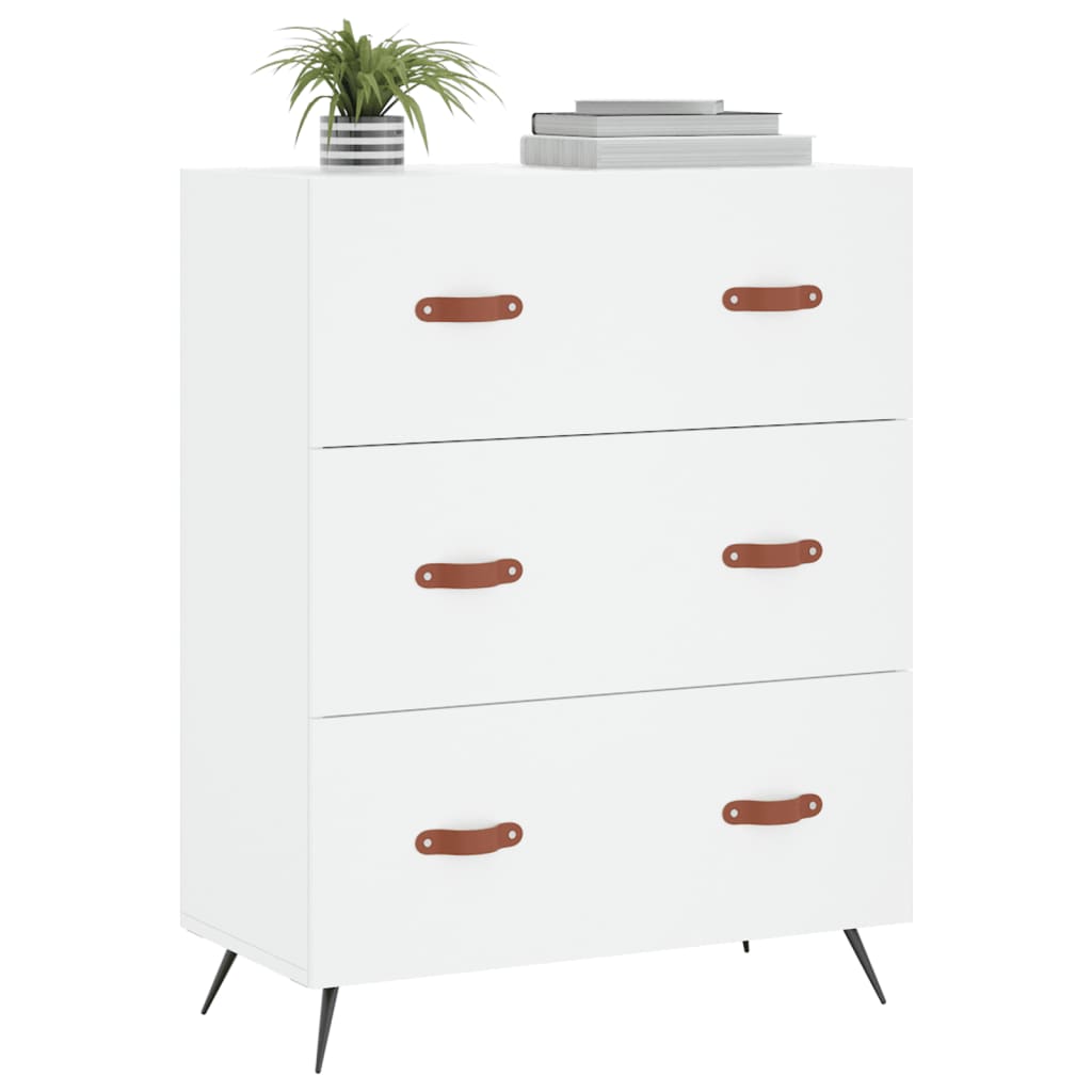 Cassettiera Bianca 69,5x34x90 cm in Legno Multistrato