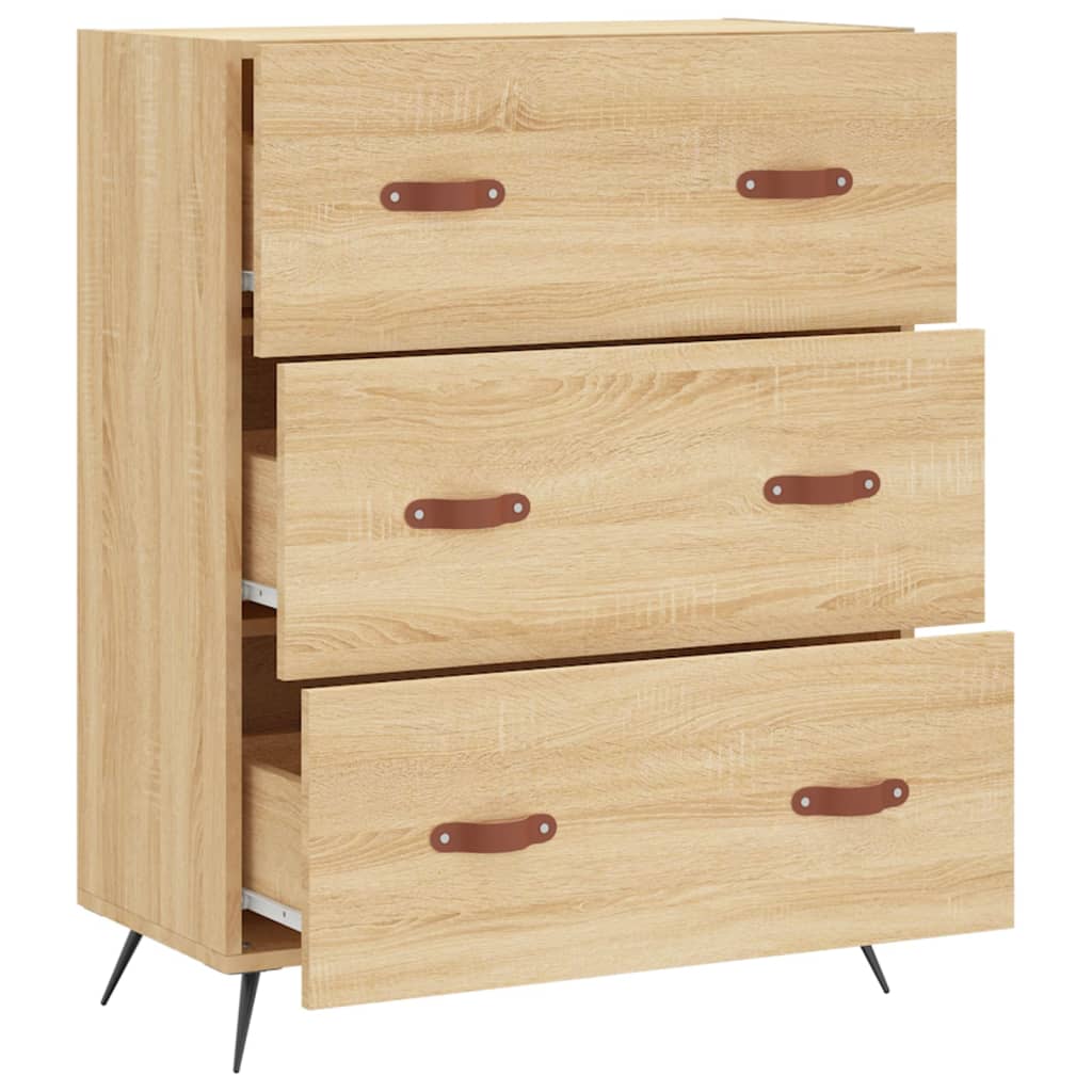 Cassettiera Rovere Sonoma 69,5x34x90 cm in Legno Multistrato