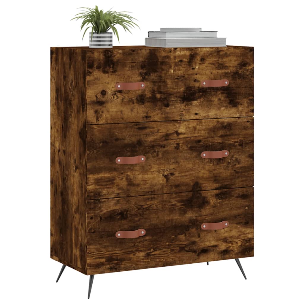 Cassettiera Rovere Fumo 69,5x34x90 cm in Legno Multistrato
