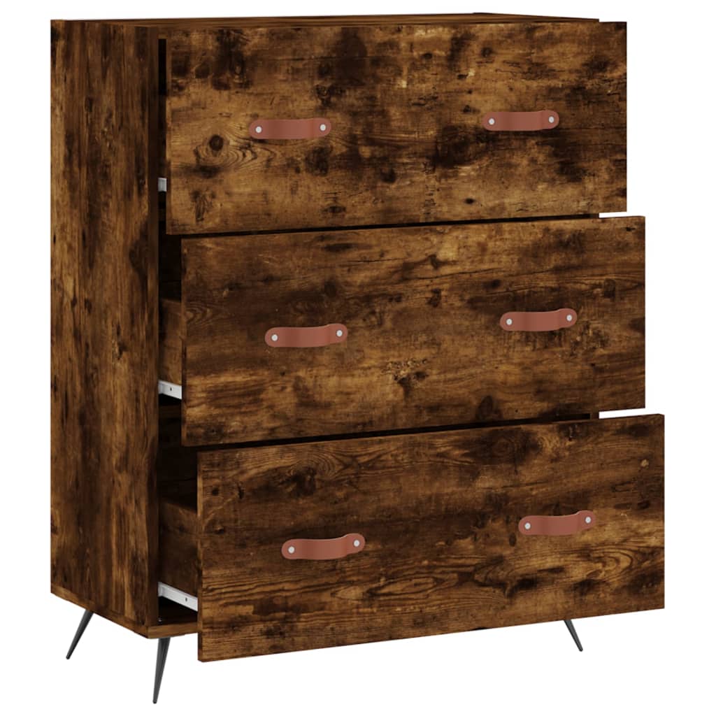 Cassettiera Rovere Fumo 69,5x34x90 cm in Legno Multistrato