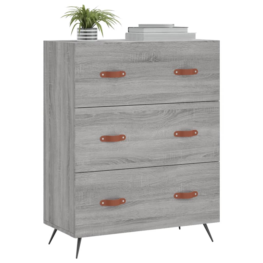 Cassettiera Grigio Sonoma 69,5x34x90 cm in Legno Multistrato