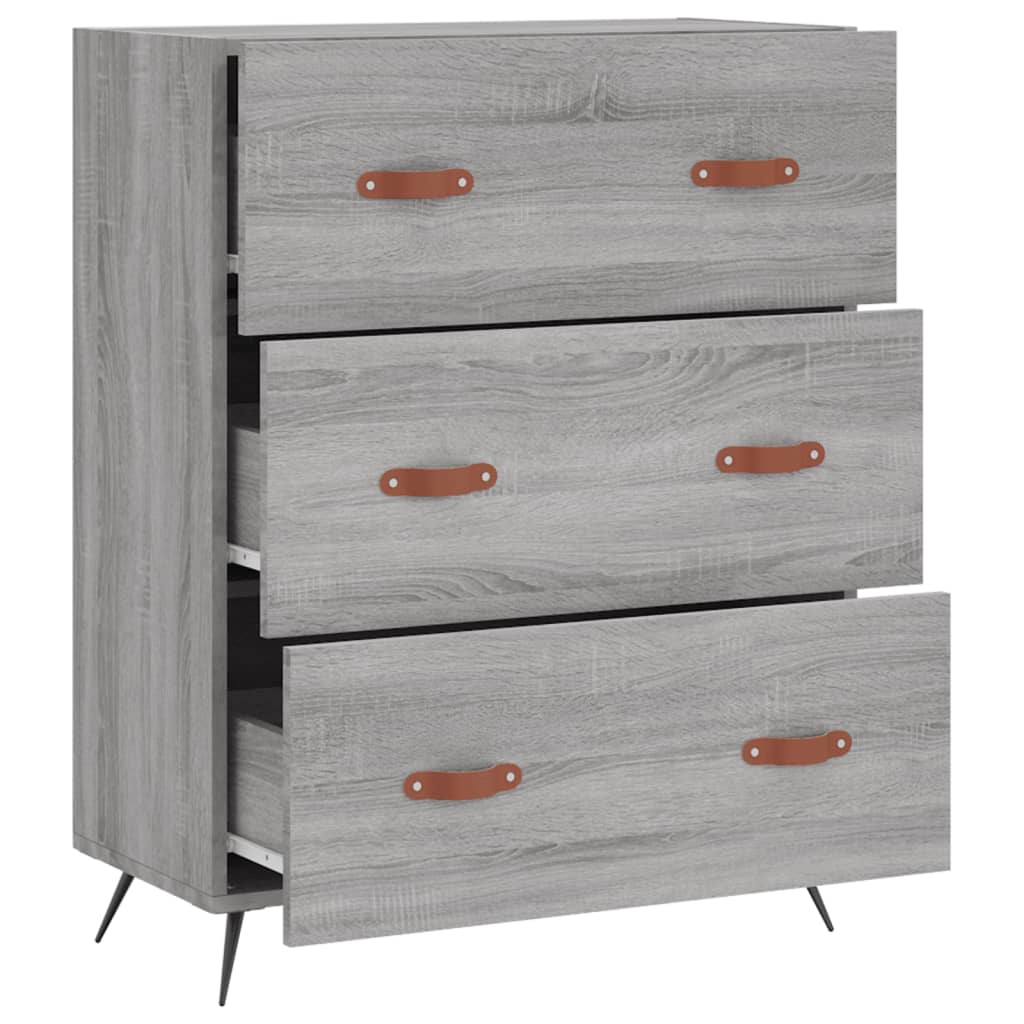 Cassettiera Grigio Sonoma 69,5x34x90 cm in Legno Multistrato