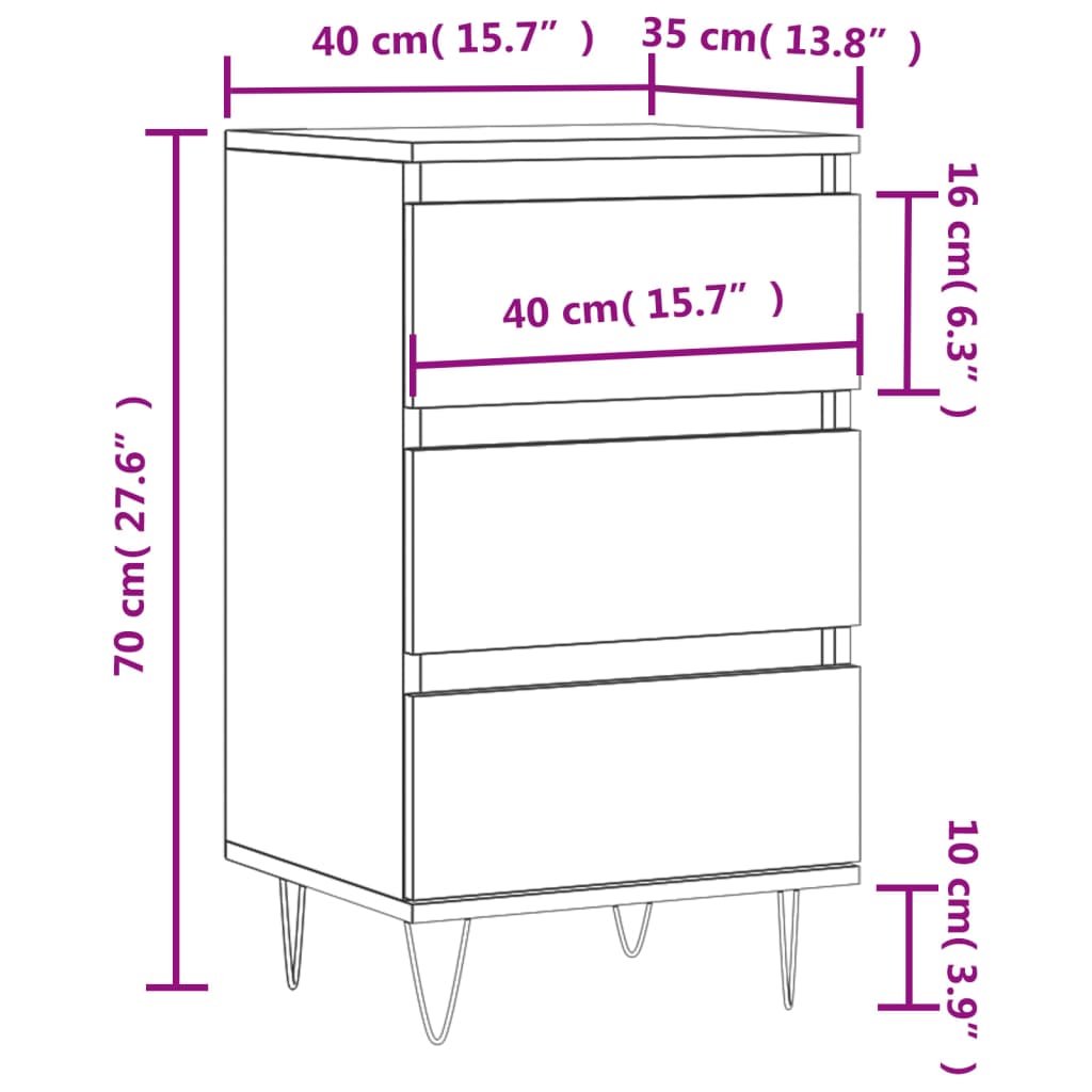Credenza Bianca 40x35x70 cm in Legno Multistrato - homemem39