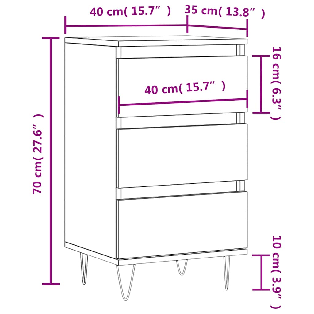 Credenza Nera 40x35x70 cm in Legno Multistrato | homemem39