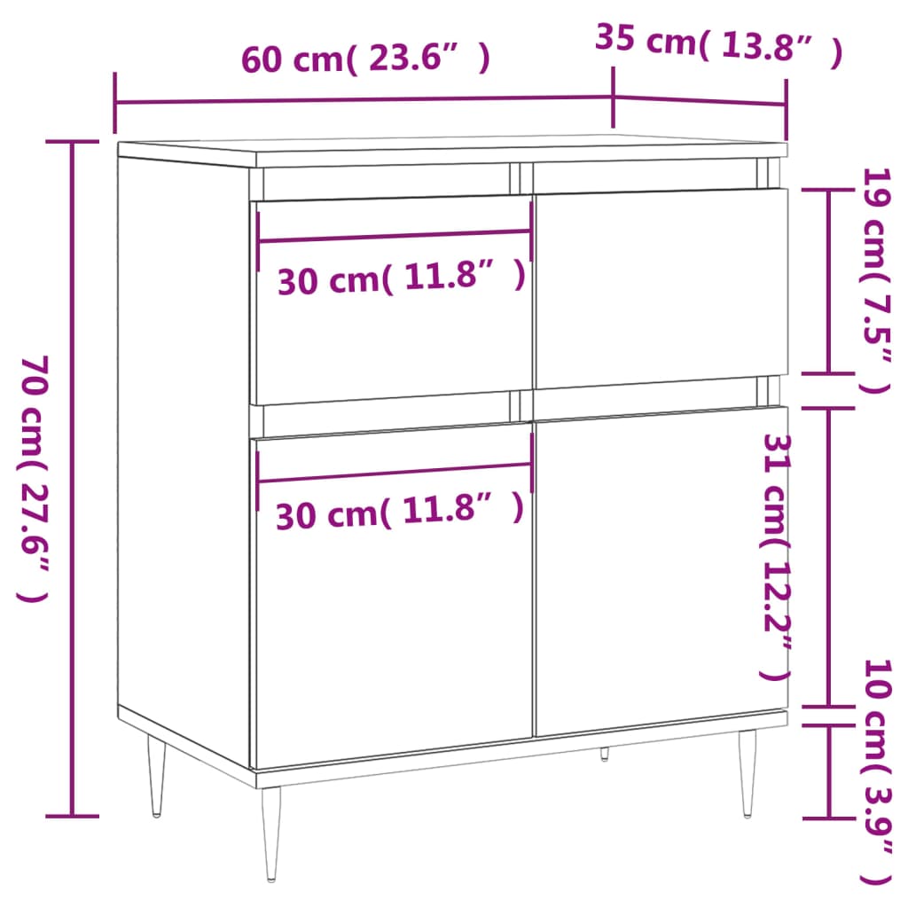 Credenza Grigio Sonoma 60x35x70 cm in Legno Multistrato | homemem39