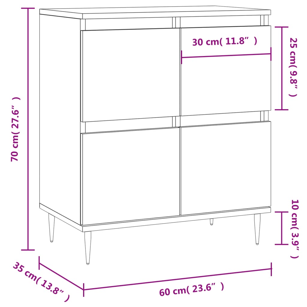 Credenza Rovere Sonoma 60x35x70 cm in Legno Multistrato | homemem39