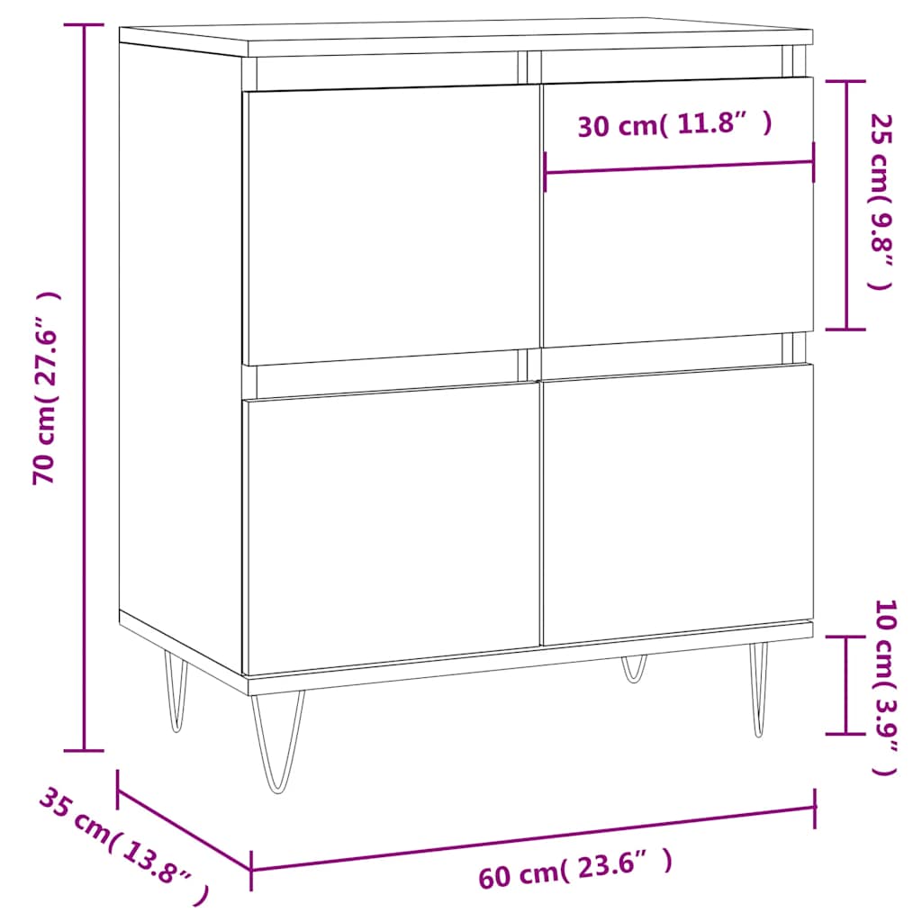 Credenza Grigio Cemento 60x35x70 cm in Legno Multistrato | homemem39