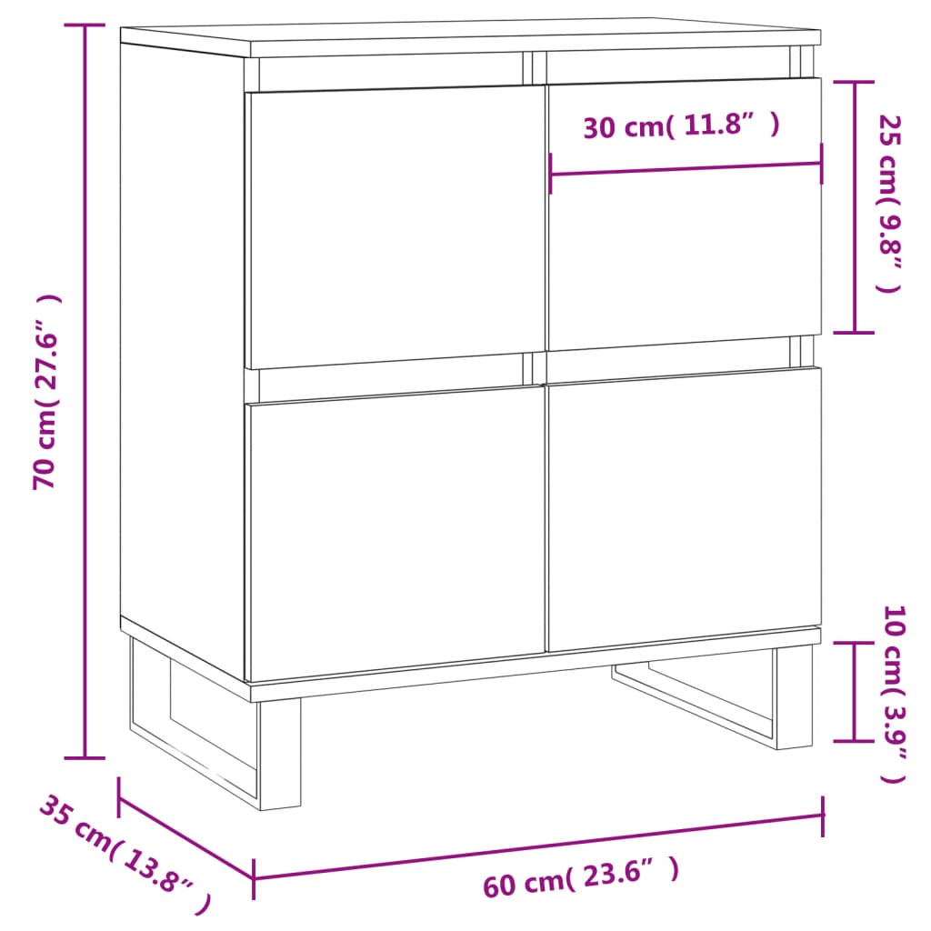 Credenza Bianca 60x35x70 cm in Legno Multistrato | homemem39