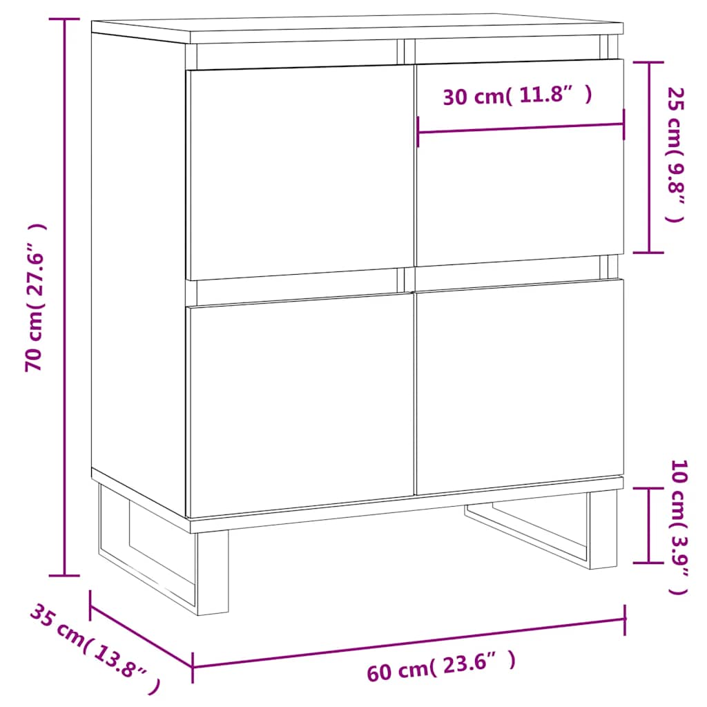 Credenza Rovere Sonoma 60x35x70 cm in Legno Multistrato | homemem39