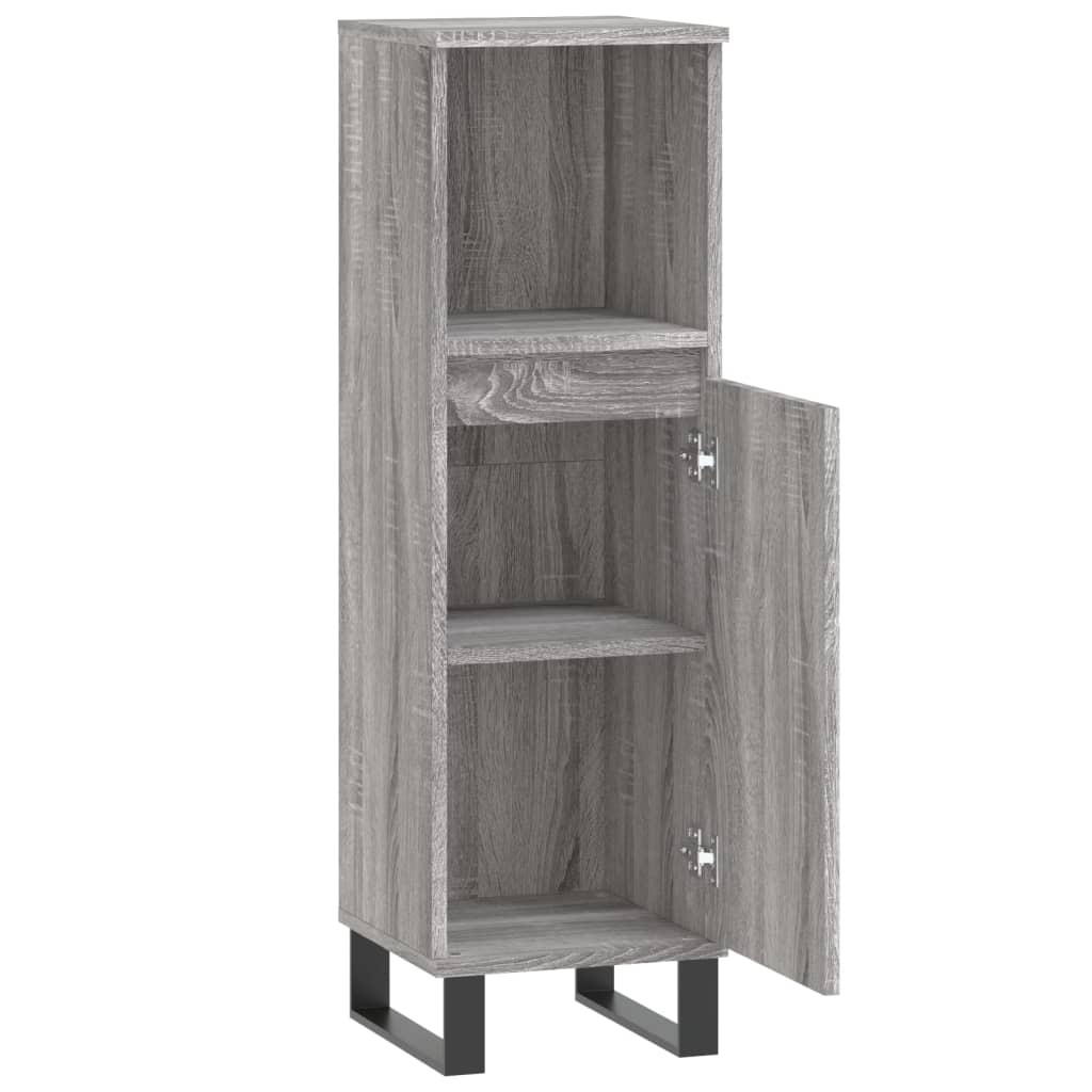 Armadietto Bagno Grigio Sonoma 30x30x100cm in Legno Multistrato - homemem39
