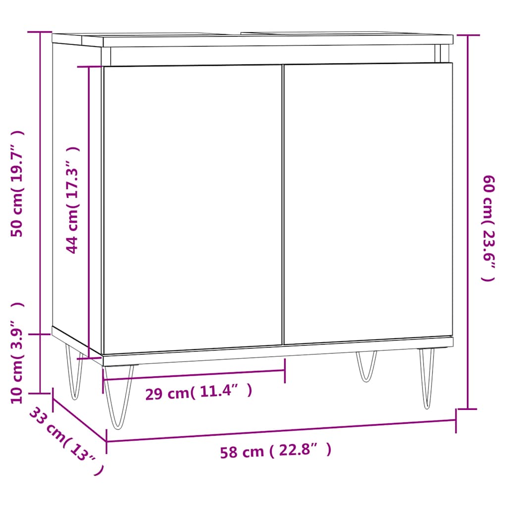 Armadietto Bagno Rovere Marrone 58x33x60cm in Legno Multistrato | homemem39