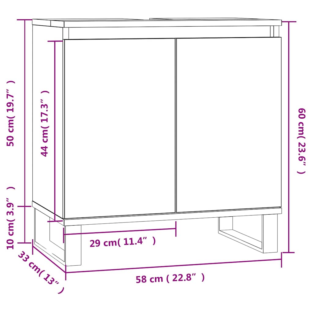 Armadietto Bagno Rovere Fumo 58x33x60 cm in Legno Multistrato | homemem39