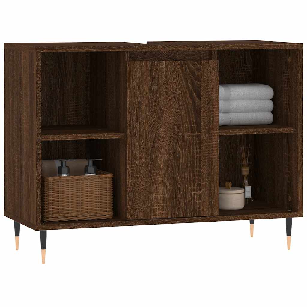 Armadietto Bagno Rovere Marrone 80x33x60cm in Legno Multistrato - homemem39