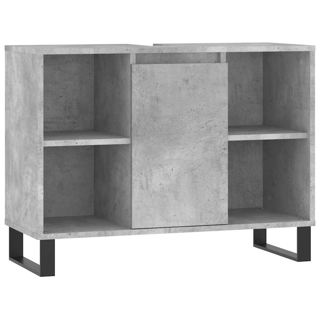Armadietto da Bagno Grigio Cemento 80x33x60cm Legno Multistrato - homemem39