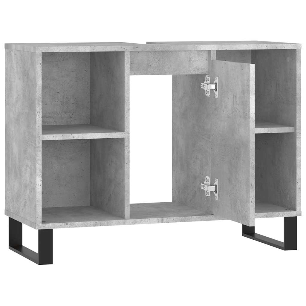 Armadietto da Bagno Grigio Cemento 80x33x60cm Legno Multistrato - homemem39