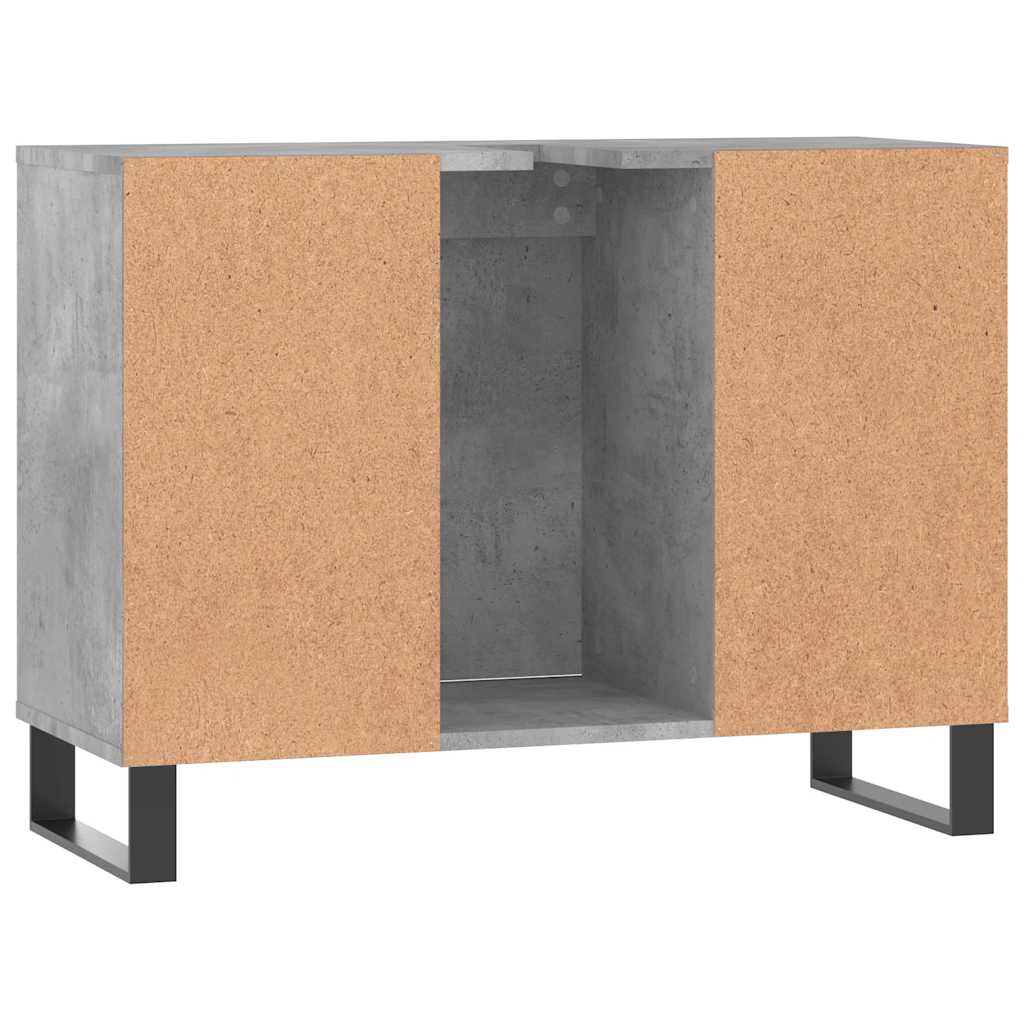 Armadietto da Bagno Grigio Cemento 80x33x60cm Legno Multistrato - homemem39