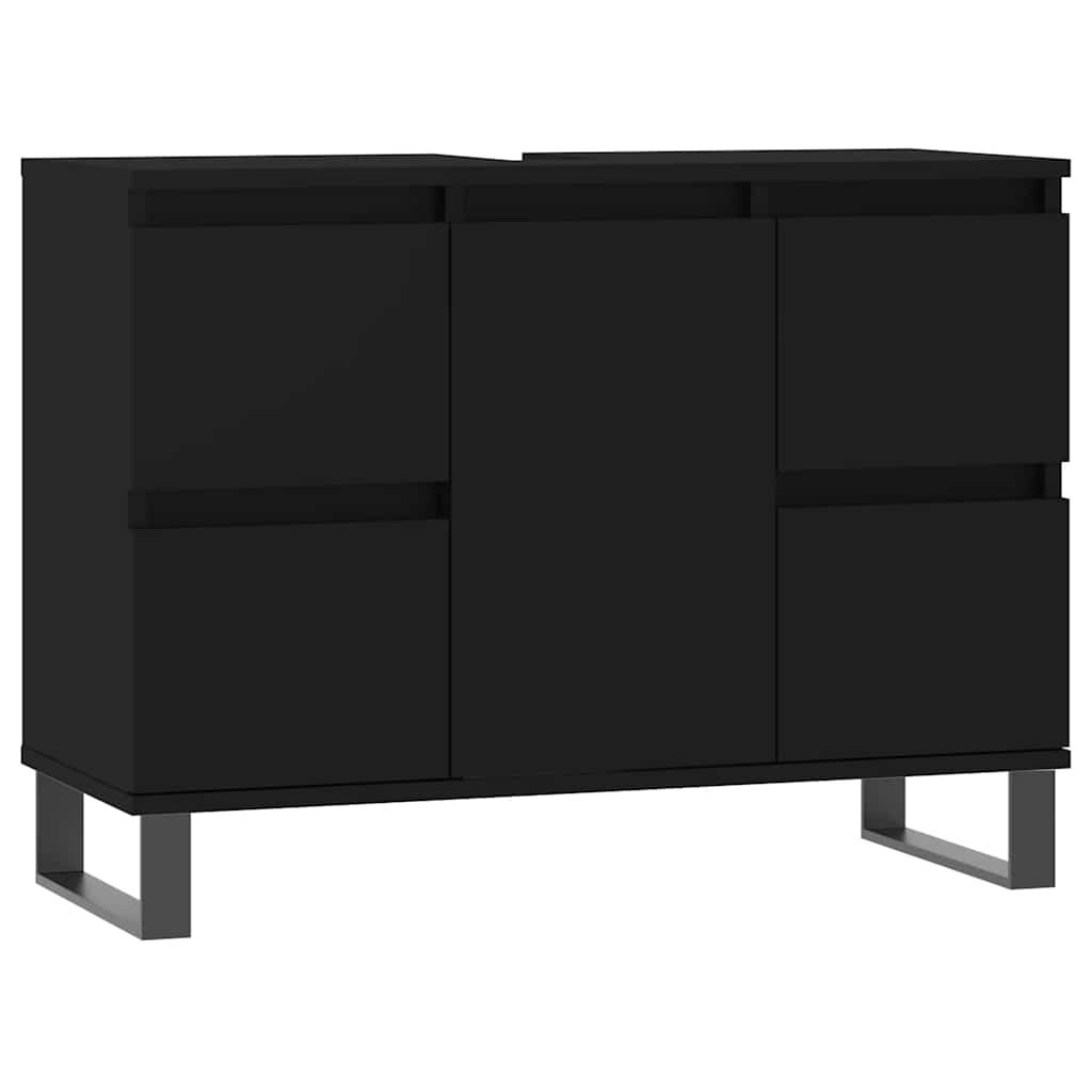 Mobile da Bagno Nero 80x33x60 cm in Legno Multistrato - homemem39