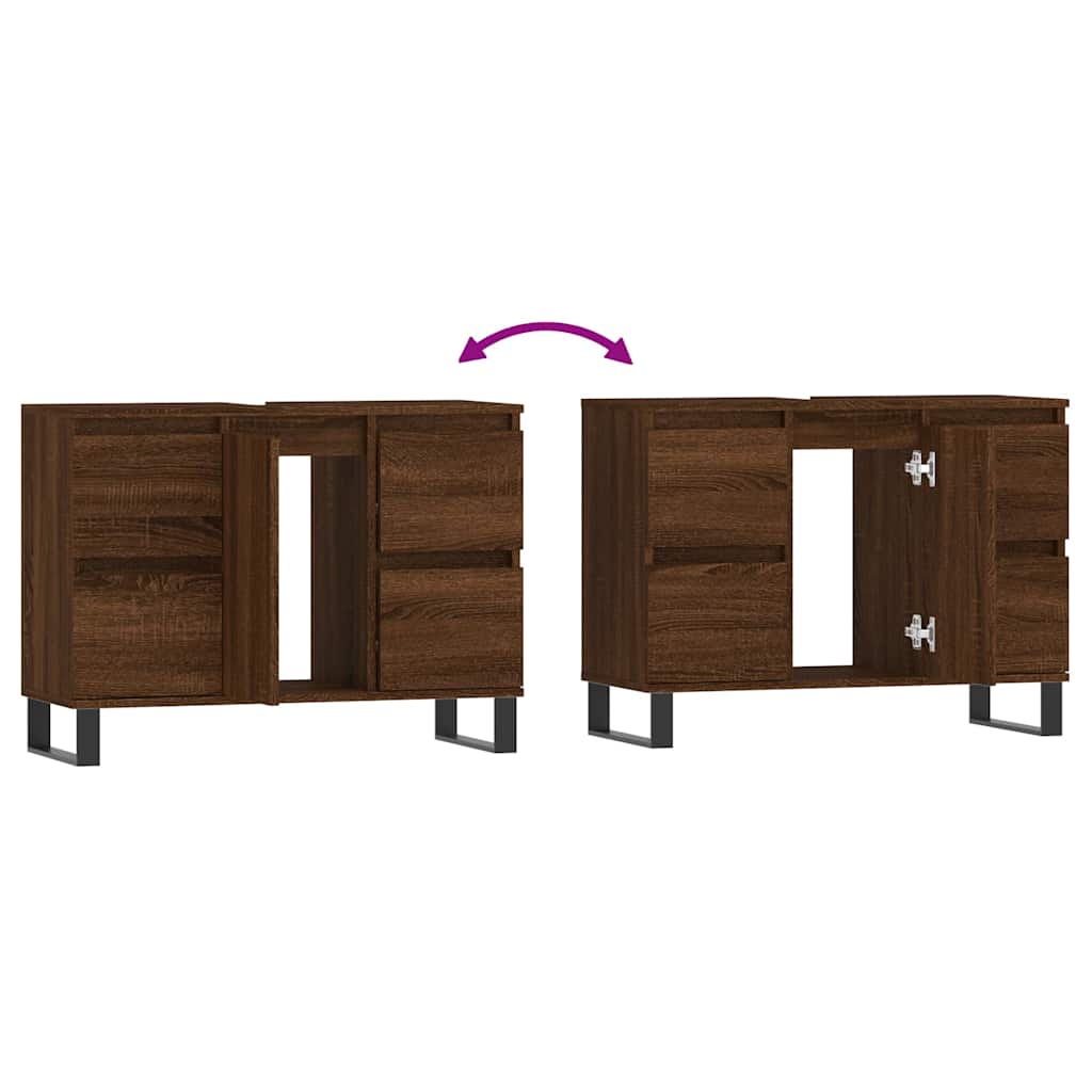 Armadietto Bagno Rovere Marrone 80x33x60cm in Legno Multistrato - homemem39