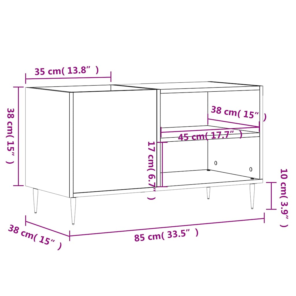 Mobile Porta Dischi Bianco Lucido 85x38x48 cm Legno Multistrato | homemem39
