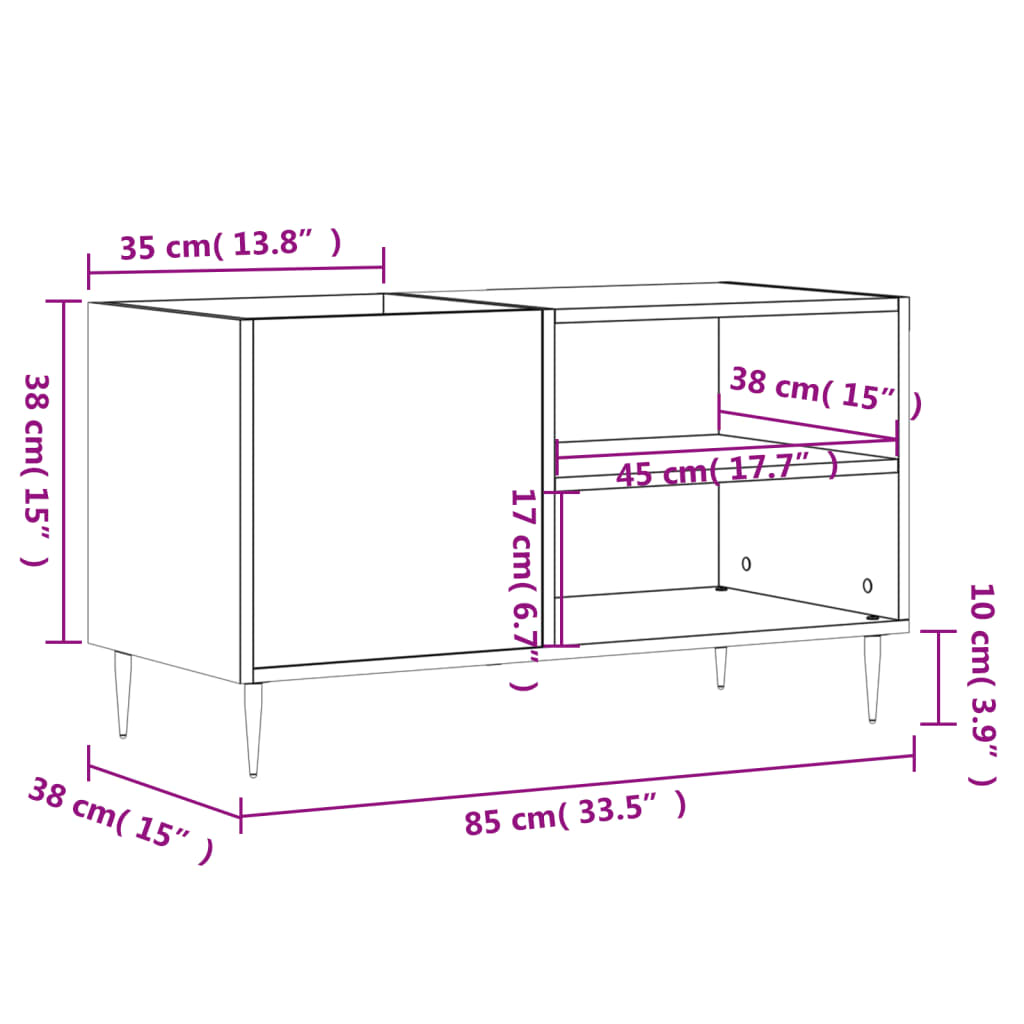 Mobile Porta Dischi Rovere Sonoma 85x38x48 cm Legno Multistrato