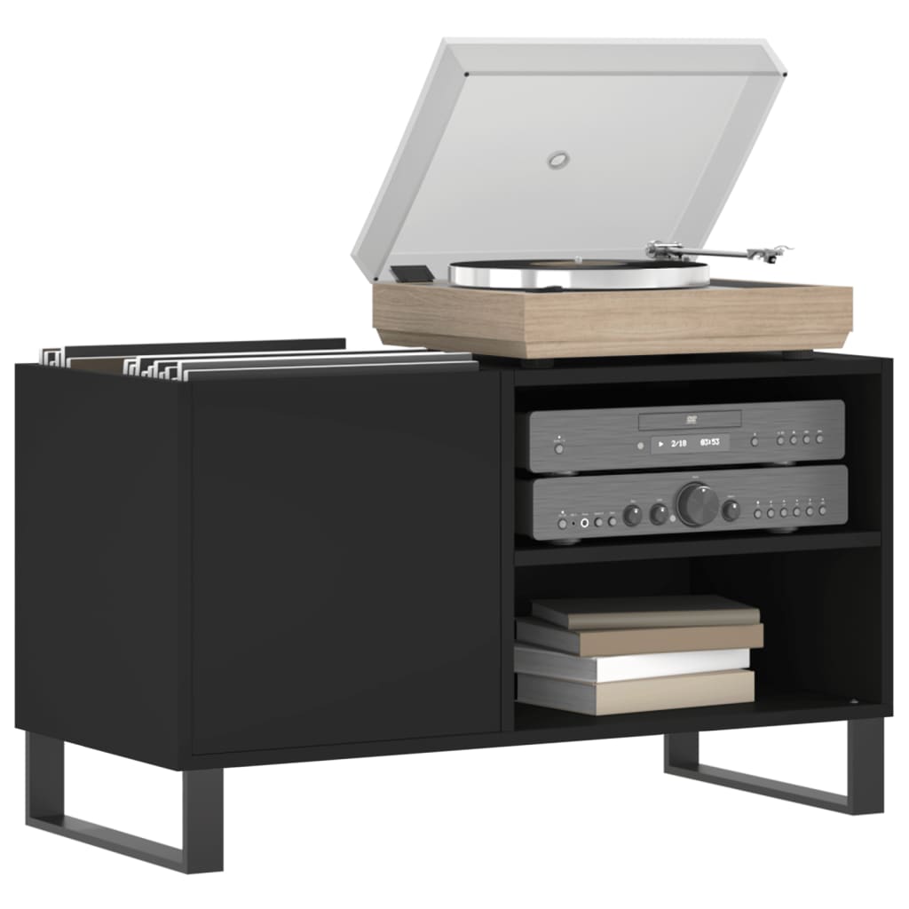 Mobile Porta Dischi Nero 85x38x48 cm in Legno Multistrato - homemem39