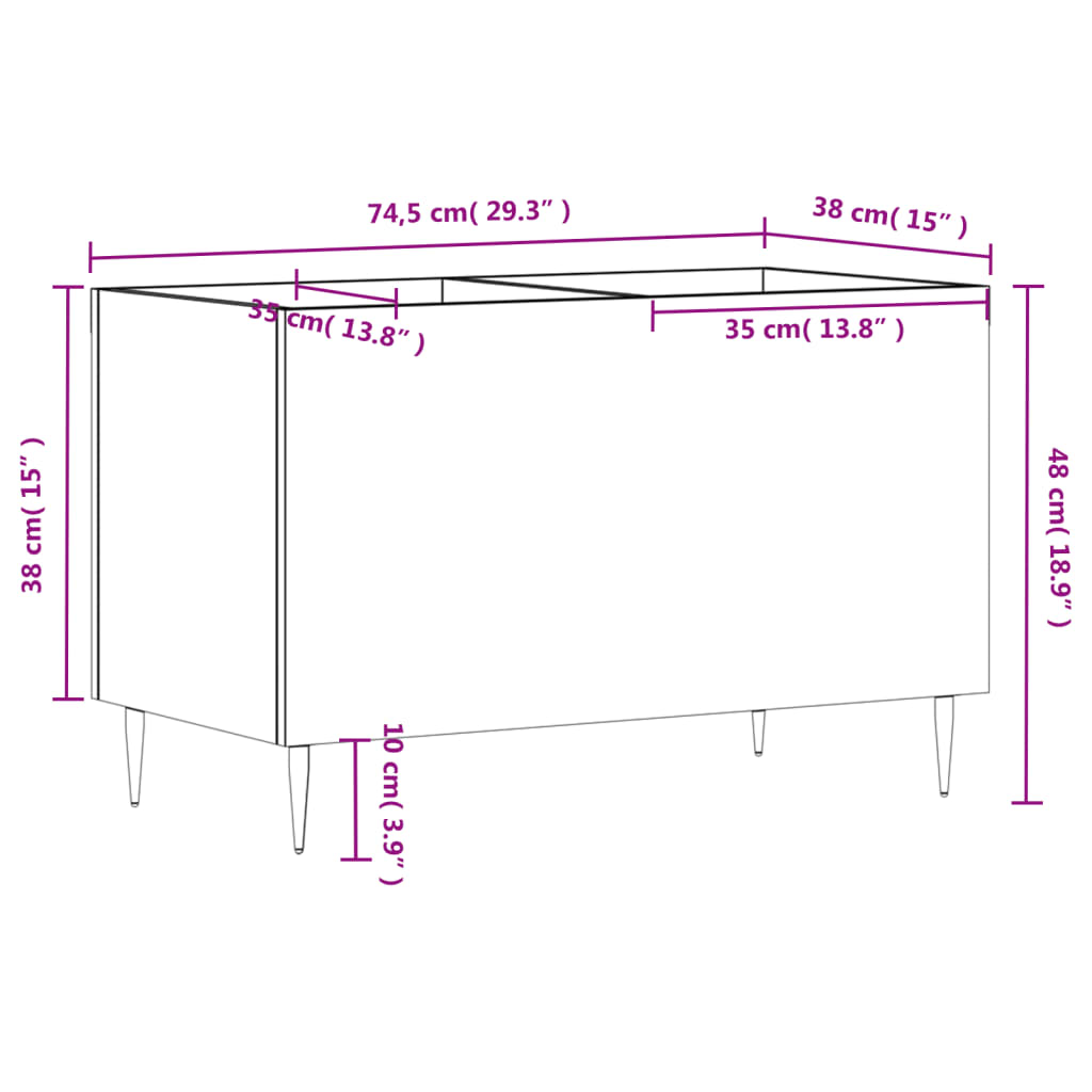 Mobile Porta Dischi Bianco 74,5x38x48 cm in Legno Multistrato | homemem39