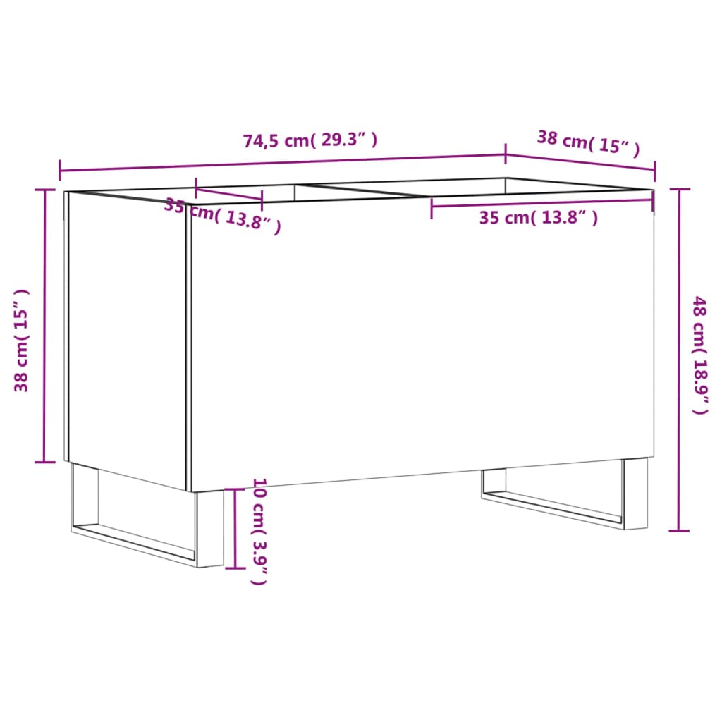 Mobile Porta Dischi Grigio Cemento 74,5x38x48 Legno Multistrato | homemem39