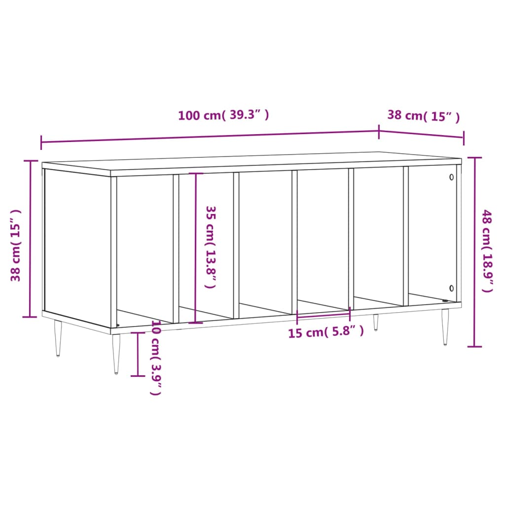 Mobile Porta Dischi Bianco 100x38x48 cm in Legno Multistrato | homemem39