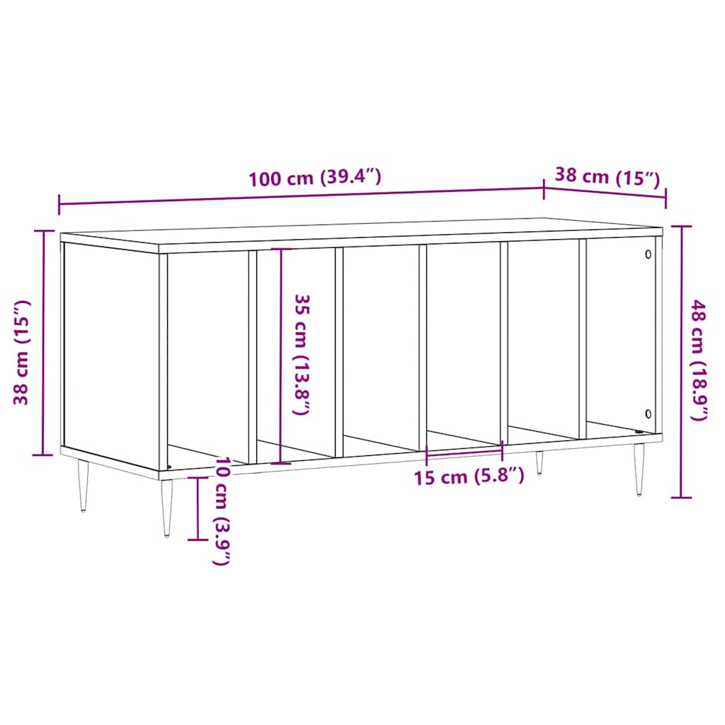 Mobile Porta Dischi Rovere Sonoma 100x38x48cm Legno Multistrato | homemem39
