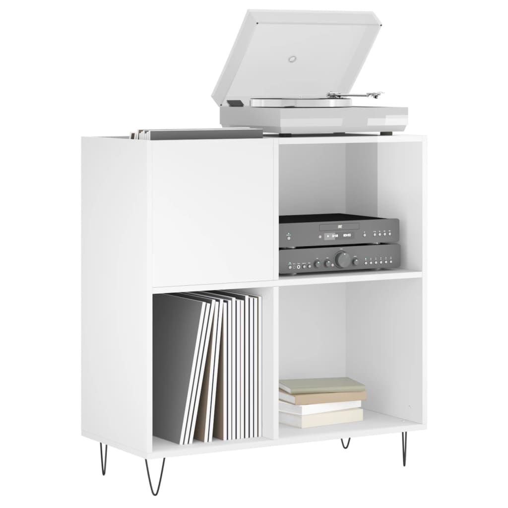 Mobile Porta Dischi Bianco Lucido 84,5x38x89 Legno Multistrato - homemem39