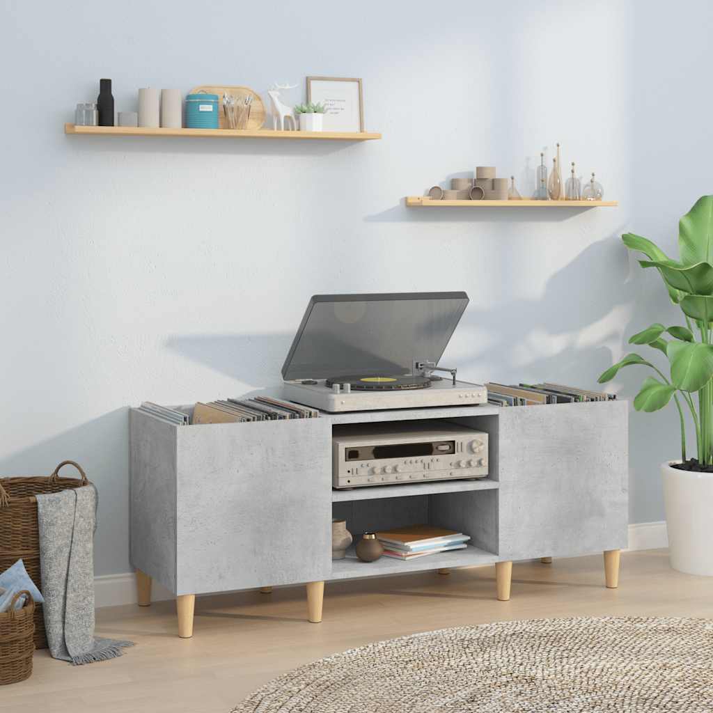 Mobile Porta Dischi Grigio Cemento 121x38x48 Legno Multistrato - homemem39
